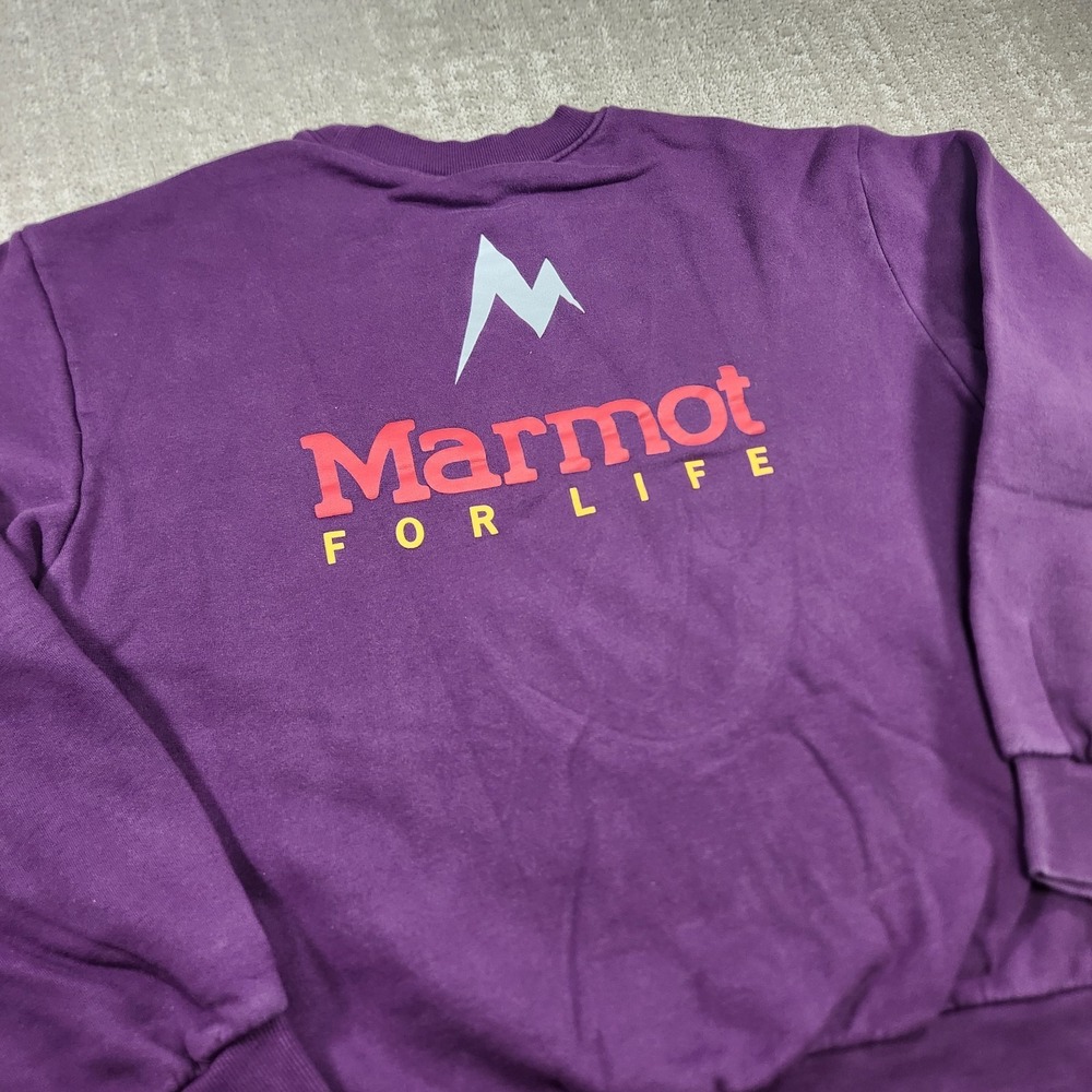 Marmot Sweatshirt Men Medium For Life Crewneck Pullover Fleece Hiking Purple